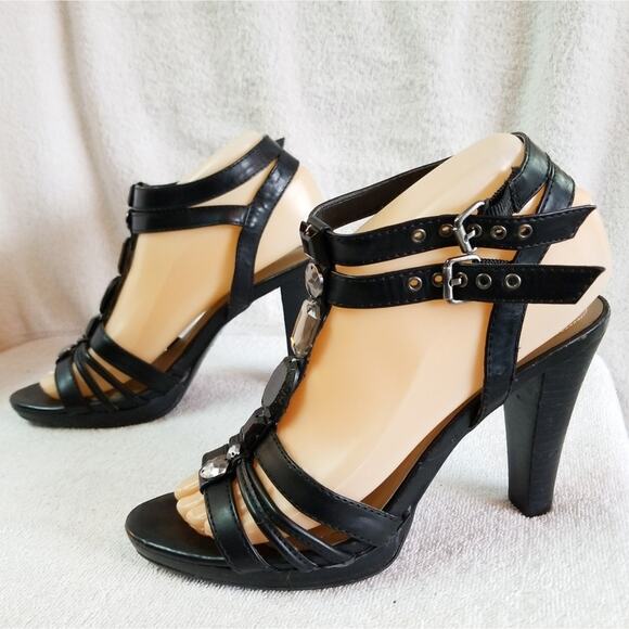 Jeweled t-strap stacked high heel sandals Apt. 9 - Picture 4 of 8